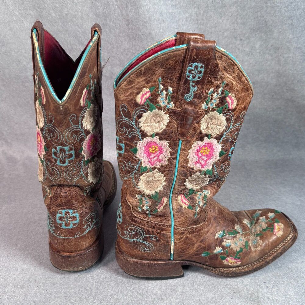 Macie Bean Girls Little Honey Bunch Floral Western Boots Size 12 D Preowned - Picture 2 of 10